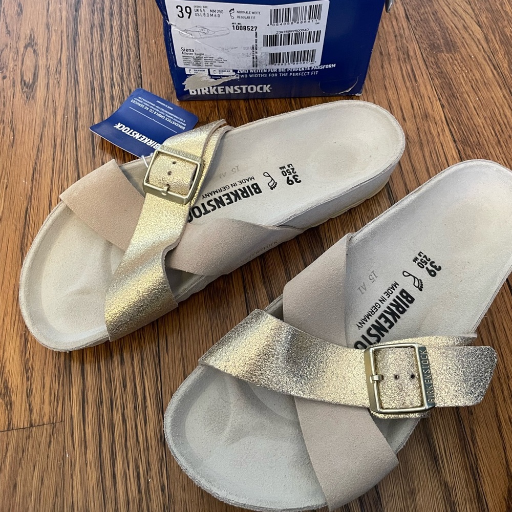 Birkenstock Women's Gold Metallic Crisscross Slide Sandals